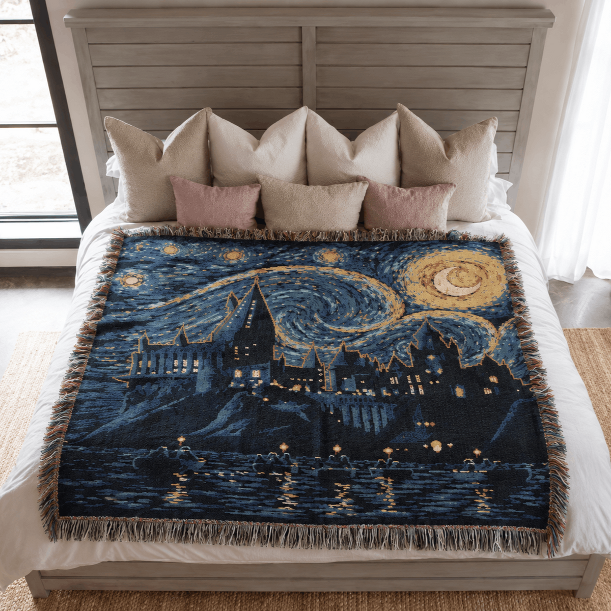 Wizard School Woven Throw Blanket Tapestry