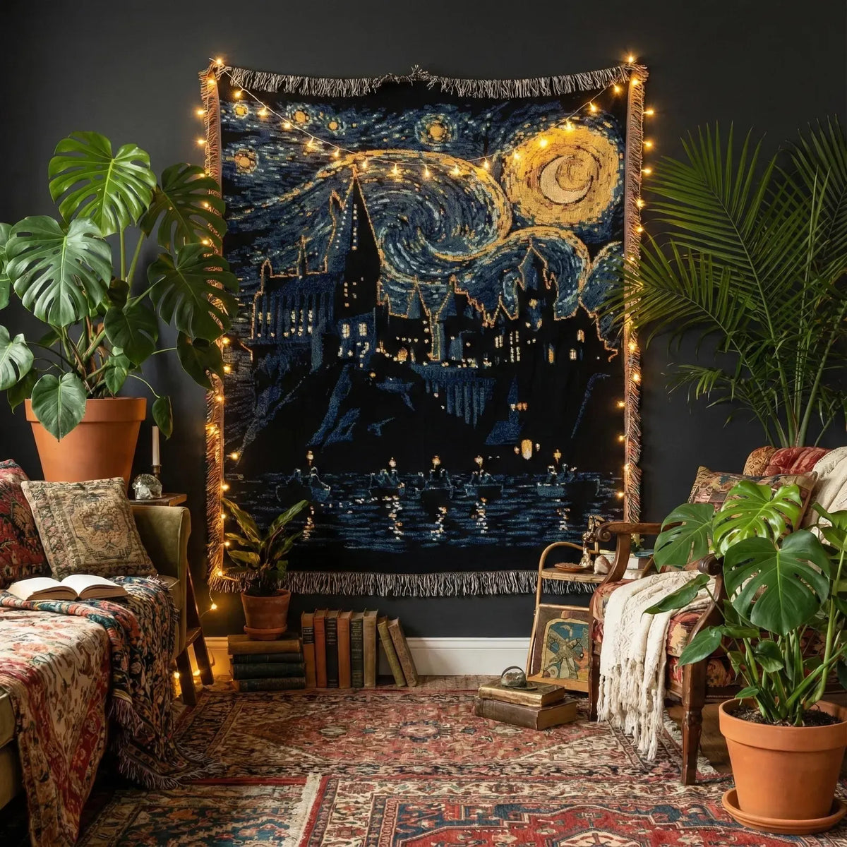 Wizard School Woven Throw Blanket Tapestry