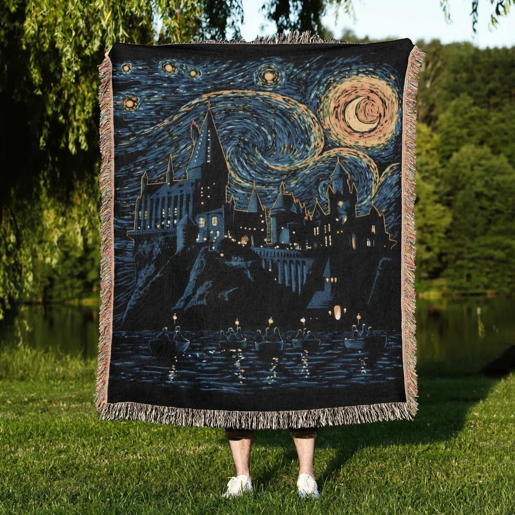 Wizard School Woven Throw Blanket Tapestry