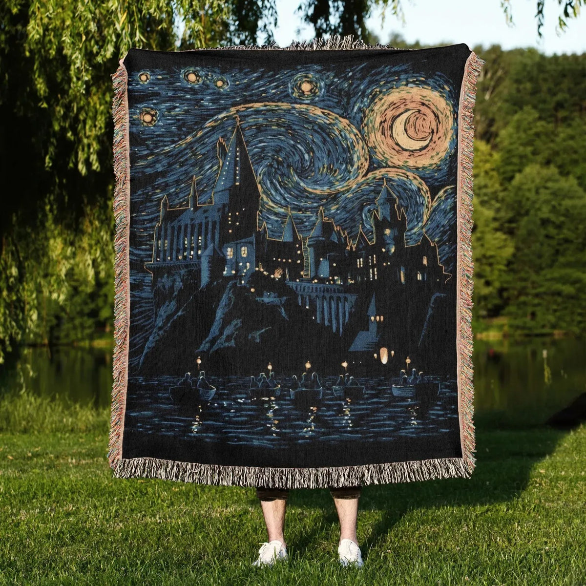 Wizard School Woven Throw Blanket Tapestry