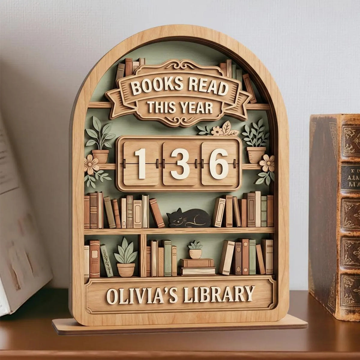 Gifts For Book Lovers | Wooden Book Sign Tracker