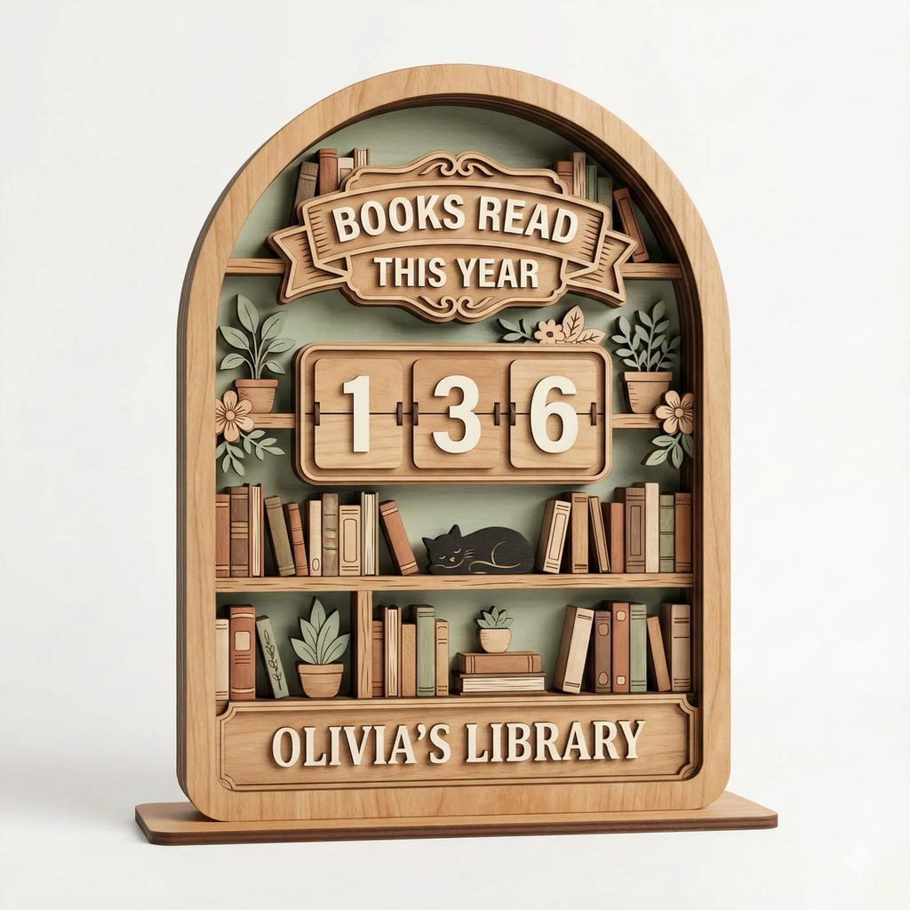 Gifts For Book Lovers | Wooden Book Sign Tracker