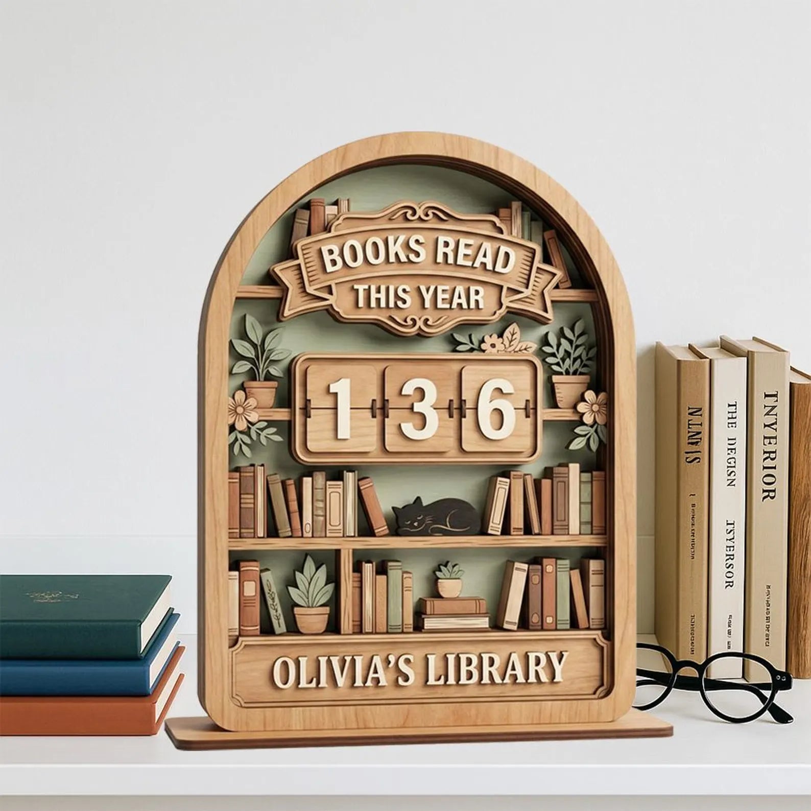 Gifts For Book Lovers | Wooden Book Sign Tracker