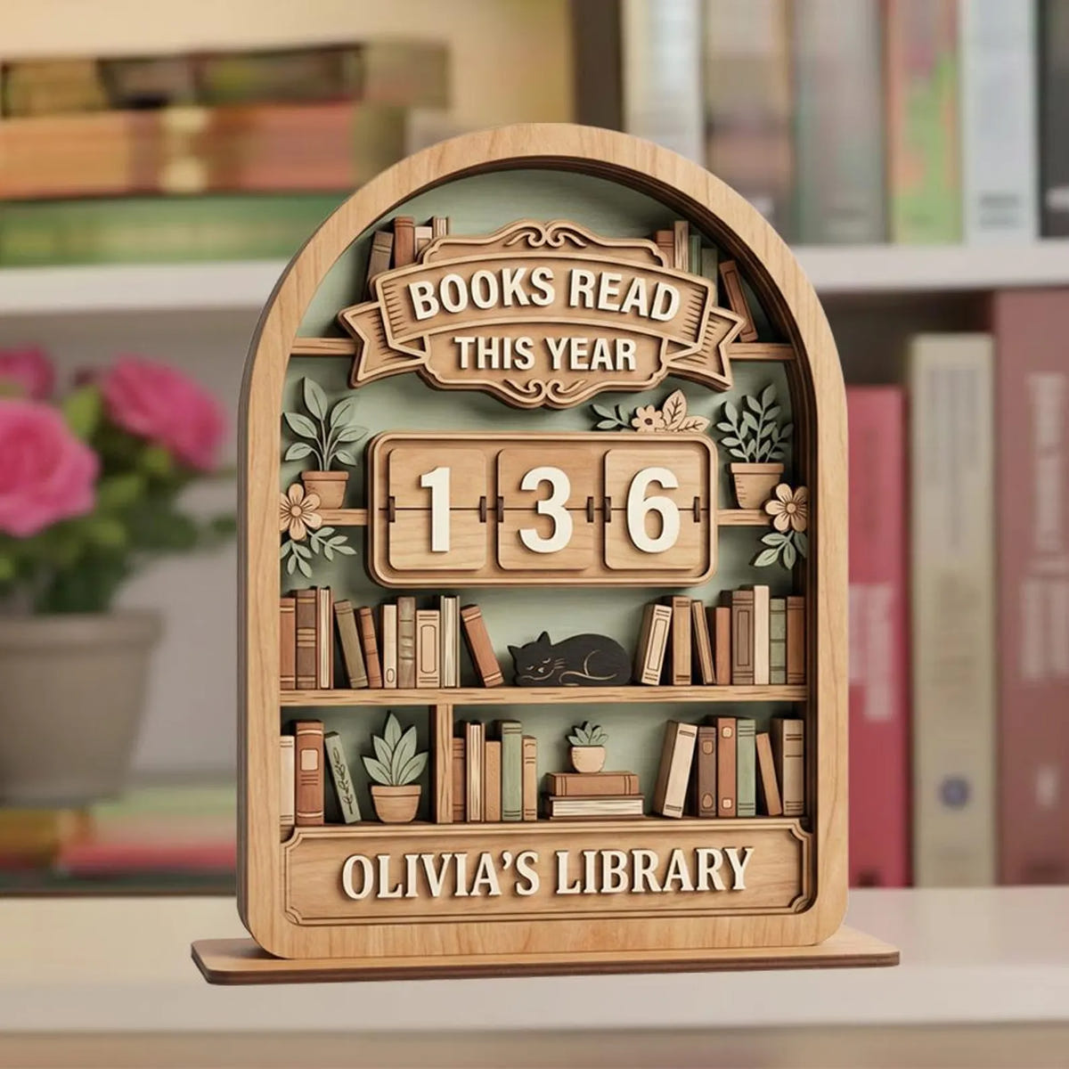 Gifts For Book Lovers | Wooden Book Sign Tracker