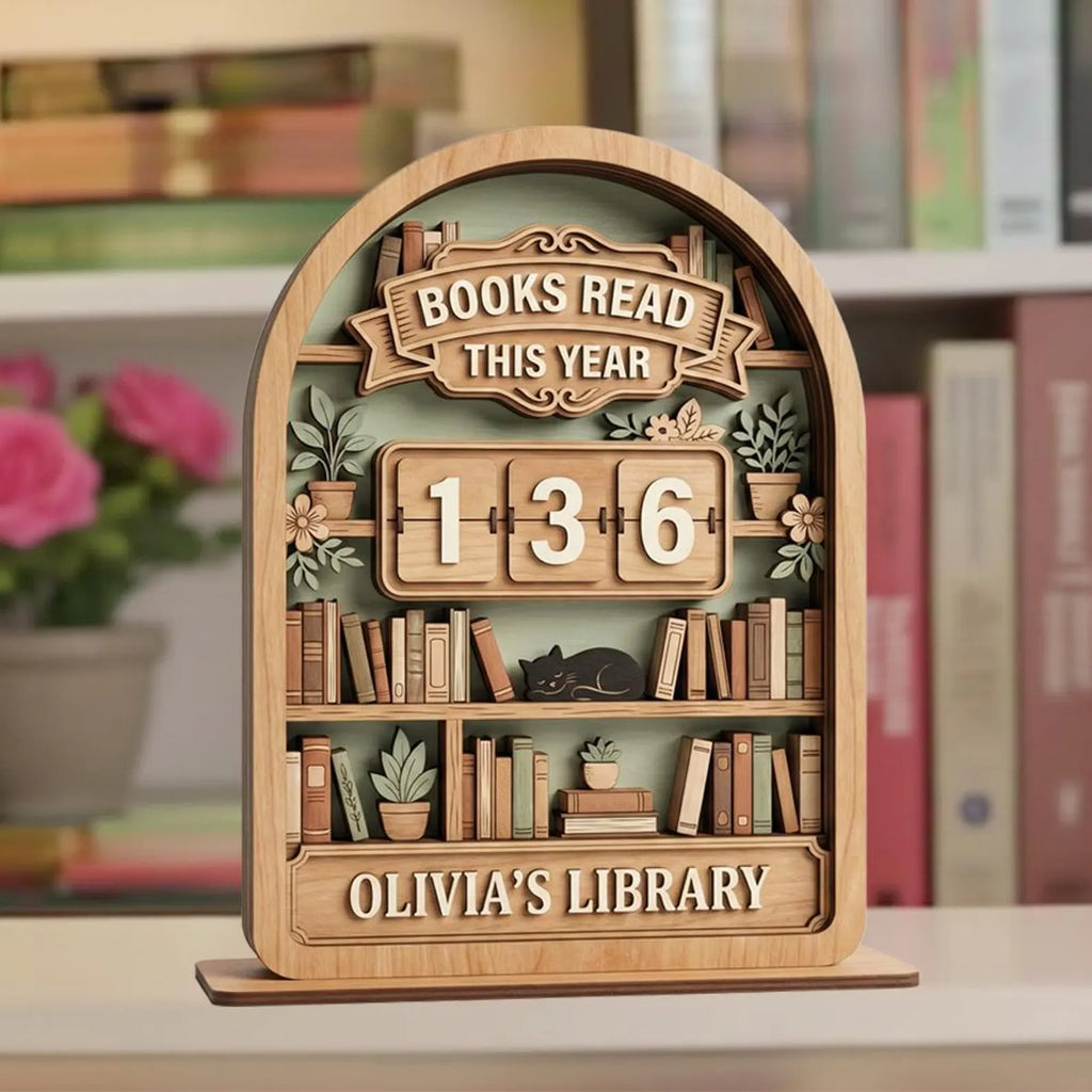 Gifts For Book Lovers | Wooden Book Sign Tracker