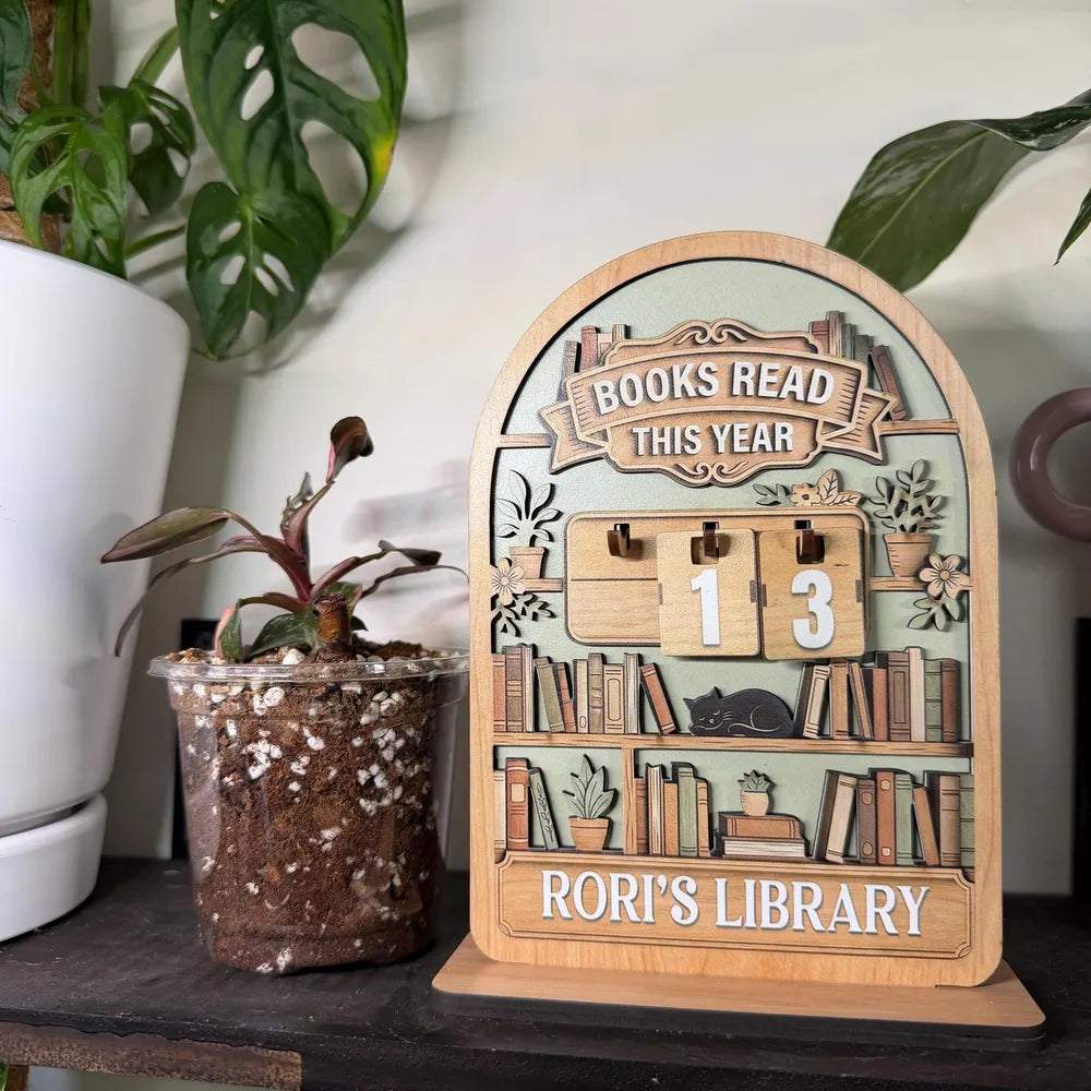 Gifts For Book Lovers | Wooden Book Sign Tracker