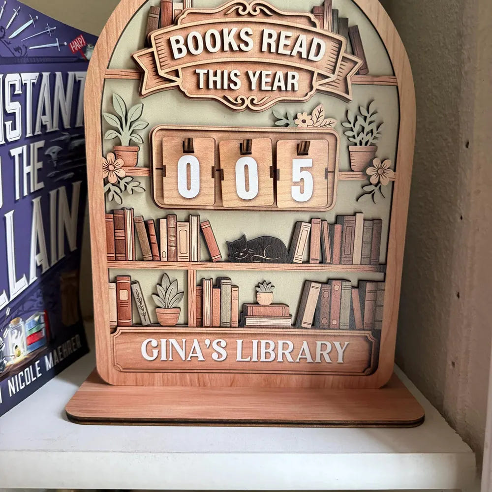 Gifts For Book Lovers | Wooden Book Sign Tracker
