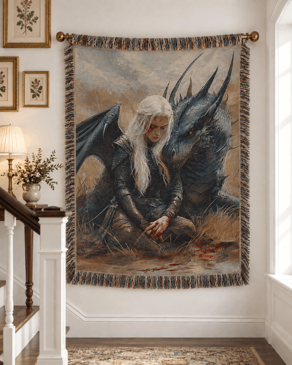 Manon Blackbeak and Abraxos Woven Blanket Tapestry | Sarah J. Maas's Throne of Glass Woven Blanket Tapestry