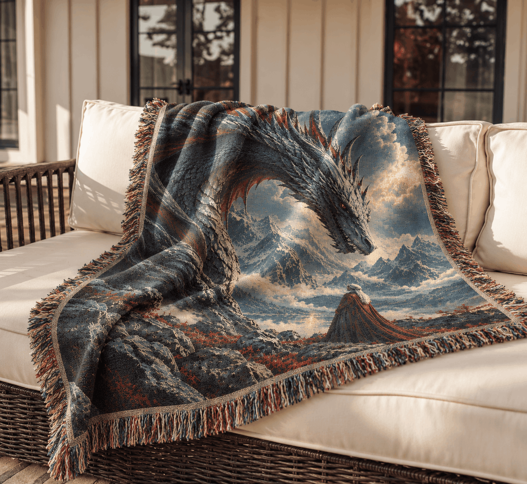 Manon Blackbeak and Wyvern Abraxos Woven Blanket Tapestry | TOG Woven Blanket Tapestry