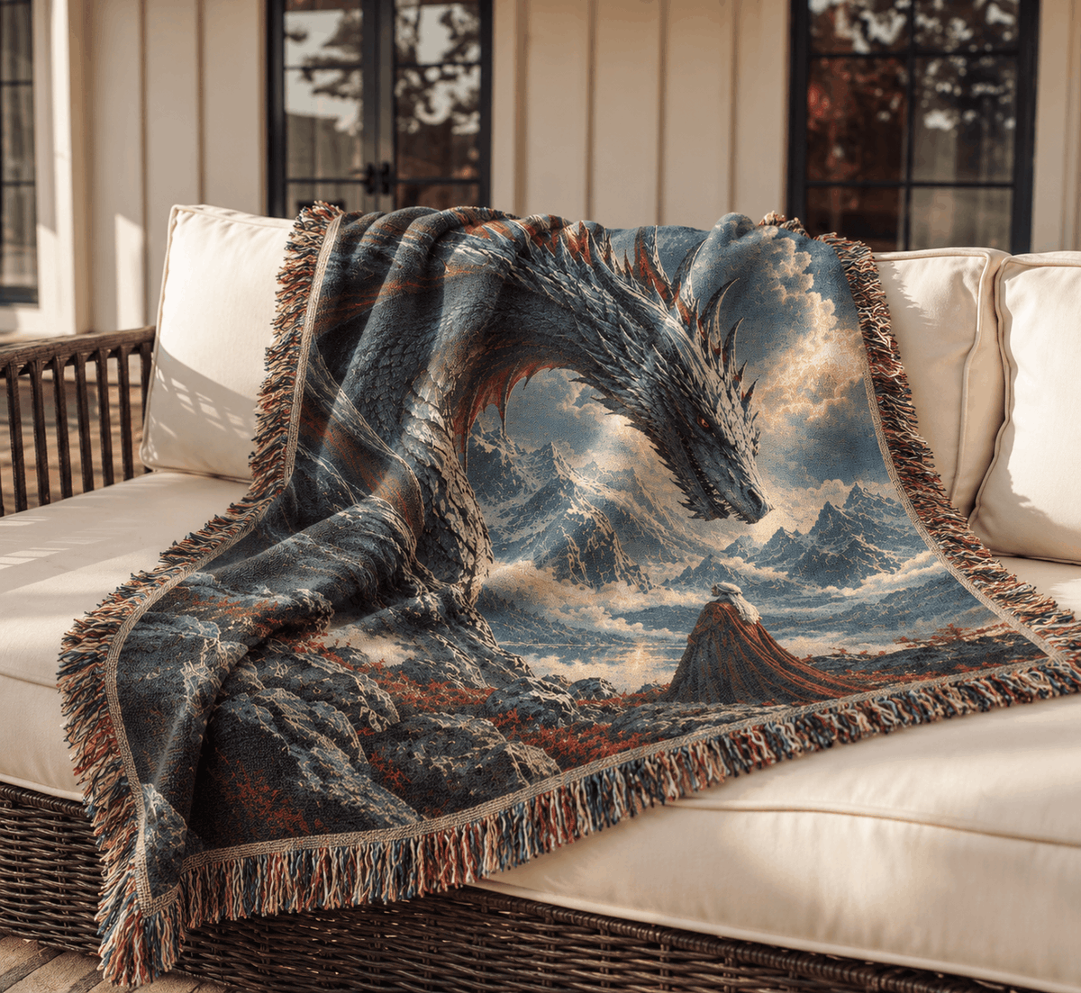 Manon Blackbeak and Wyvern Abraxos Woven Blanket Tapestry | TOG Woven Blanket Tapestry