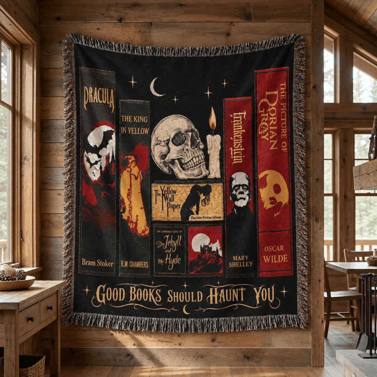Gothic Horror Book Woven Blanket