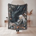 Manon Blackbeak and Abraxos Woven Blanket Tapestry | Throne of Glass Woven Blanket Tapestry